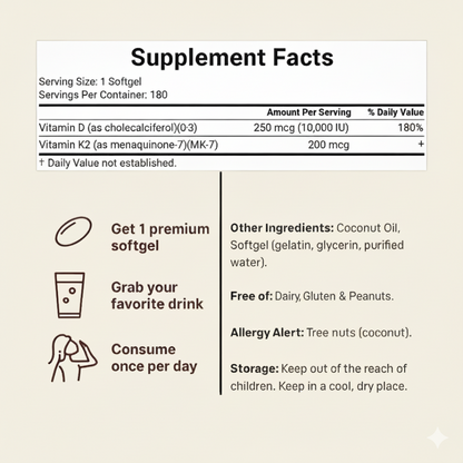 True To Her Vitamins 10,000iu D3 & K2